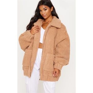 PLT Cream Oversized Borg Coat
